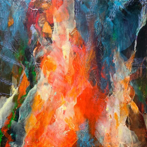Walter Mikes: "Fire", 2019, Chinesische Tusche auf Leinwand, 60x60x4cm
