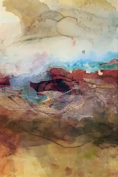 Walter Mikes: „A Spoonful Of Life“, 2020, Chinesische Tusche auf Leinwand, 50x70cm, mit Rahmen 71x101cm