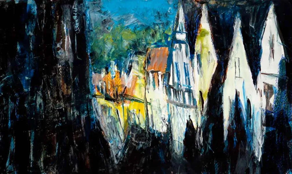 Walter Mikes: „Chartres“ 2014, Gouache und Ölpastell auf Papier, 54x32,5cm