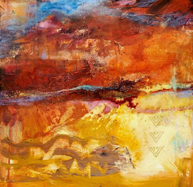 Walter Mikes: „Earth“ 2019, Gouache und Chinesische Tusche auf Leinwand, gefirnisst, 60x60x4cm