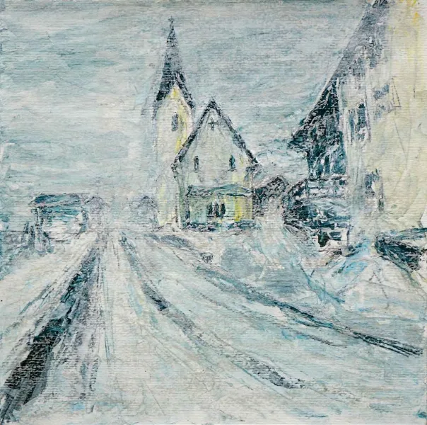 Walter Mikes: „Warth“ 2016, Gouache und Ölpastell auf Fabriano-Papier, 34x34cm