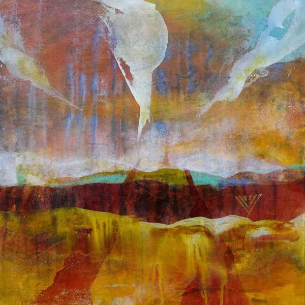 Walter Mikes: "Feeling Connected" 2019, Chinesische Tusche und Ölpastell auf Leinwand, 60x60x4cm