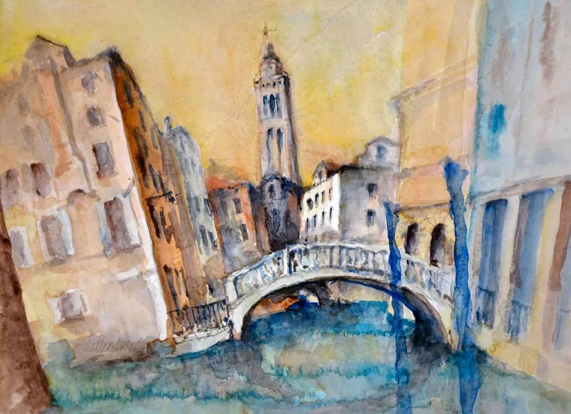 Walter Mikes: „Teatro de Fenice“ 1996, Aquarell auf Fabriano-Karton, 38x56cm