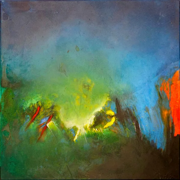 Walter Mikes: „Gedächtnislücken und Geistesblitze“ 2011, Acryl auf Leinwand, 60x60cm