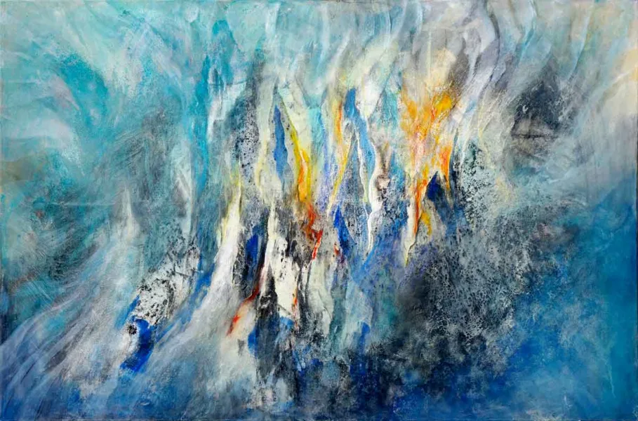Walter Mikes: „Fire and Ice“, 2014, Mischtechnik auf Leinwand, 100x150cm