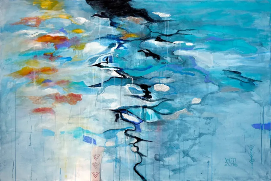 Walter Mikes: „Murano“, 2016, Acryl, Ölpastel und Kohle auf Leinwand, 100x150cm